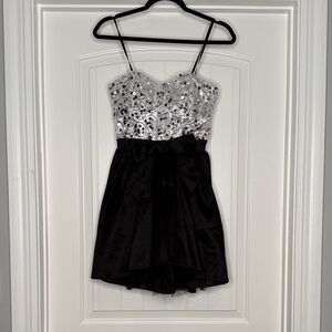 Size 5 Sparkle-Embellished Black & Silver Party Dress for Girls by deb